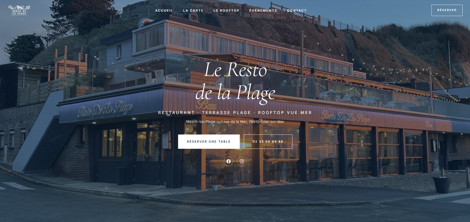 Le site du Resto de la Plage après la refonte par Anthrasite